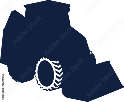 Dark blue silhouette of a front loader construction vehicle machine 1