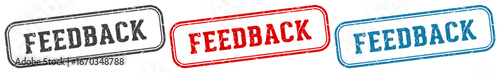 feedback stamp. feedback rectangular stamp set isolated on white background