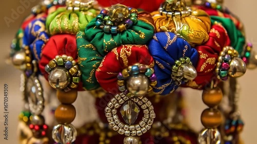 Wallpaper Mural Intricate headpiece features colorful fabric, beads, and jeweled accents in a tight view Torontodigital.ca