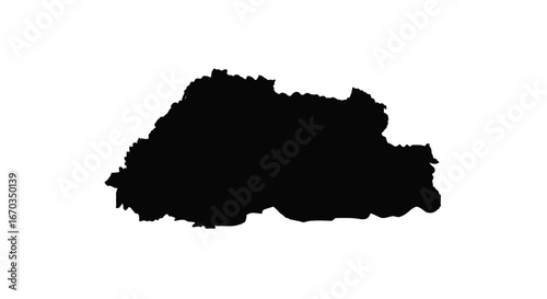 Black silhouette of Bhutan country map on a white background, showing the geographical shape.