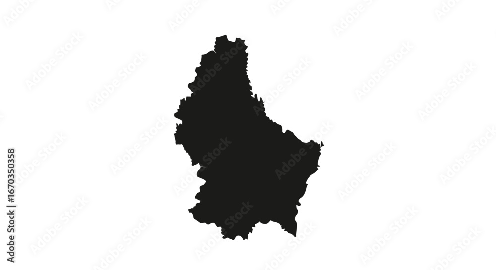 Fototapeta premium Silhouette of the country Luxembourg against a plain white background, isolated.