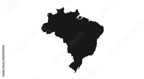 A solid black silhouette of Brazil's geographical outline.
