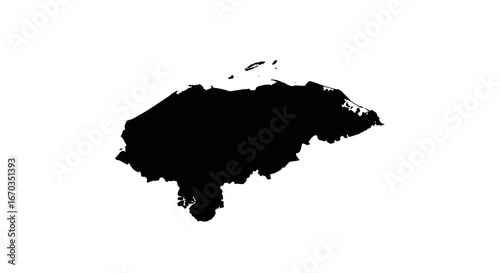 Black silhouette map of Honduras, Central America.