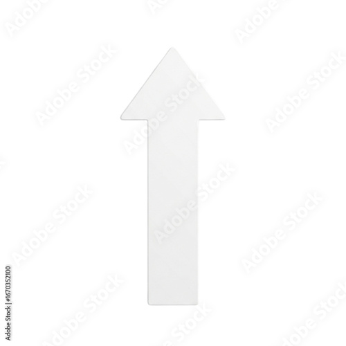 Simple white arrow pointing upward isolated on solid for navigation and directional concepts transparent background