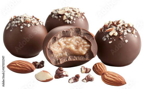 Delicious chocolate truffles with creamy filling and nuts, perfect for dessert