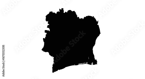 Silhouette map of the African country, Benin.