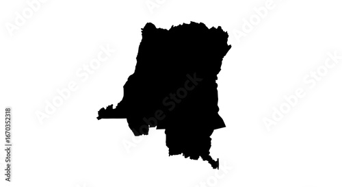 A black silhouette map of the Democratic Republic of Congo.