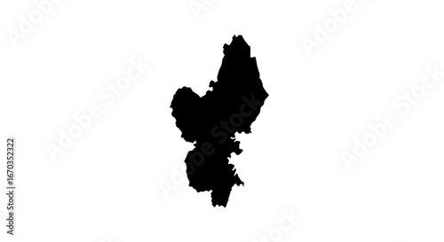 Silhouette map of a region, possibly a country, with irregular borders.
