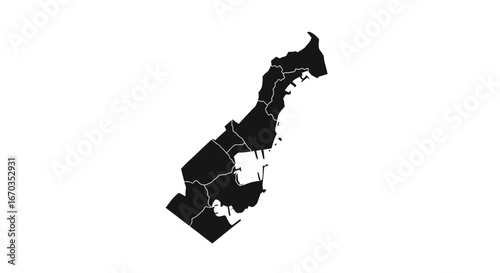 Monaco's administrative divisions illustrated in a black and white map.