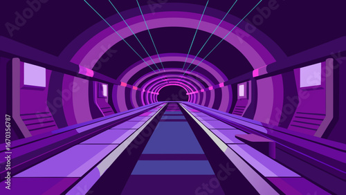 Futuristic Metro Tunnel with Glowing Lights Background