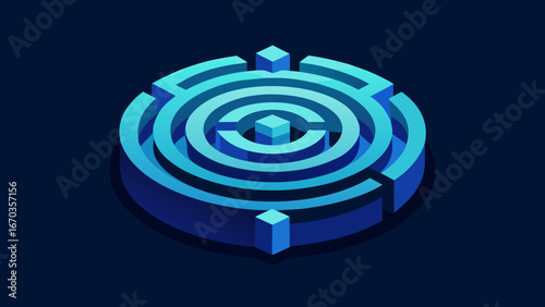 geometric labyrinth glowing blue