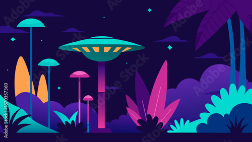 alien jungle neon plants