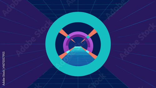 infinite glowing rings tunnel sci fi portal