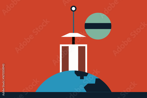 minimalist space elevator with earth