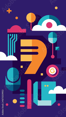 flat abstract future internet 7g background