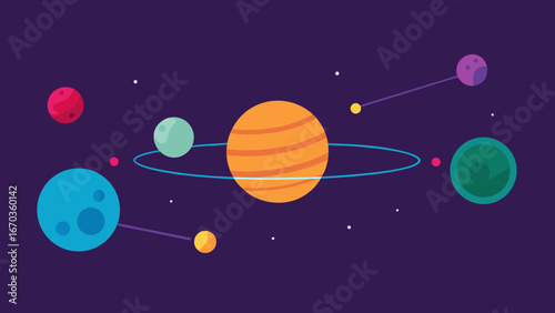 flat abstract solar system alignment background