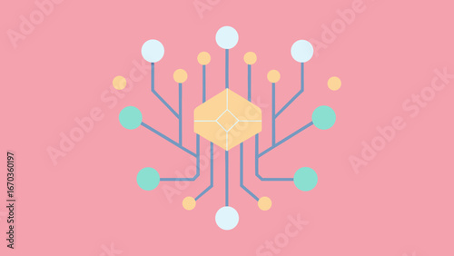flat design ai neural network background with glowing
