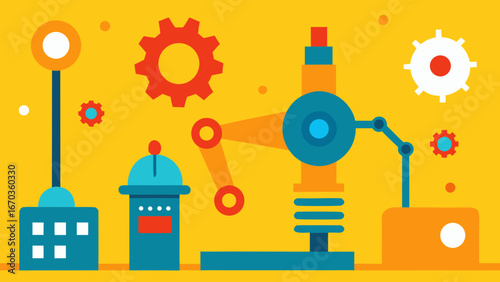 robotics workshop robot background flat design