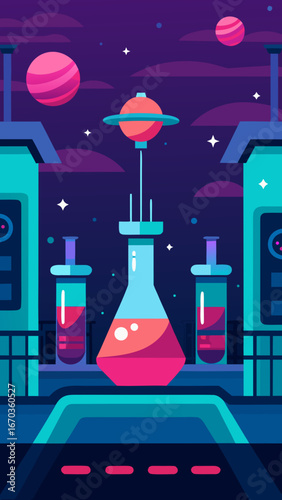futuristic cloning lab sci fi background flat design
