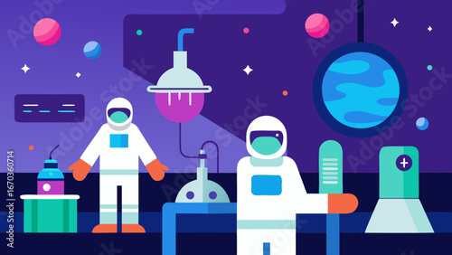 futuristic space research lab background
