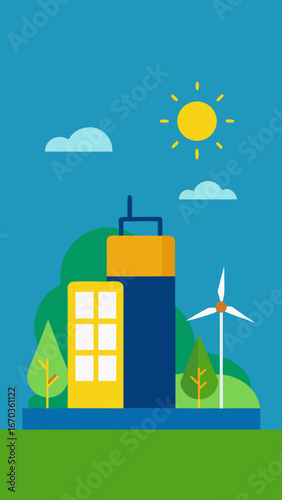 flat minimal eco battery storage background