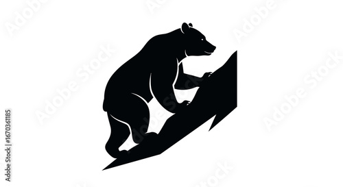 Black silhouette icon of a bear climbing a slope, focused posture.