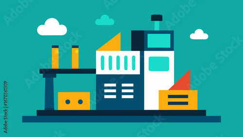 flat vector 3d printing factory background