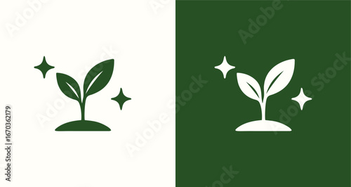 Sparkling Plant Logo Nature Growth and Clean Eco Design

