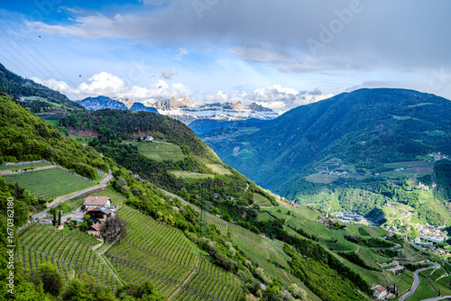 The rolling hills in Santa Maddalena, Rencio district in Bolzano. South Tyrol region, Italy, Europe.