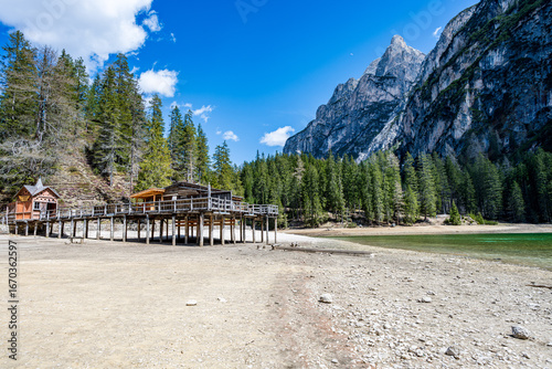 Lake of Braies on the Dolomites, Italy