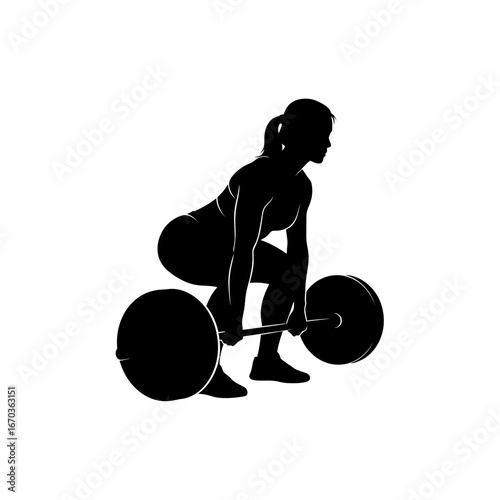 Black silhouette icon of a female athlete performing a deadlift.