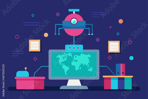 virtual ai classroom futuristic vector