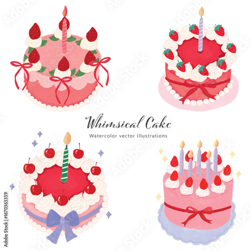 watercolor whimsical cake illustrations