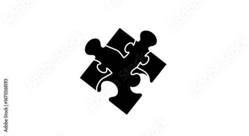 Black silhouette icon of a diagonal puzzle piece.