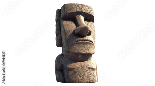 Traditional Wooden Totem Pole Isolated on White Background
