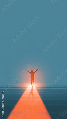 Marathon Runner Silhouette: Victory and Achievement on the Road