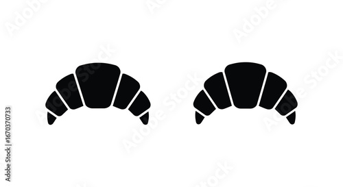 Black silhouettes of croissants on white background