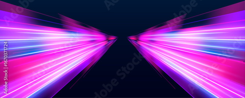 A panoramic view of light streaks captures the speed of a city at night. The motion creates a seamless flow of color and energy. It’s a snapshot of technology in motion.