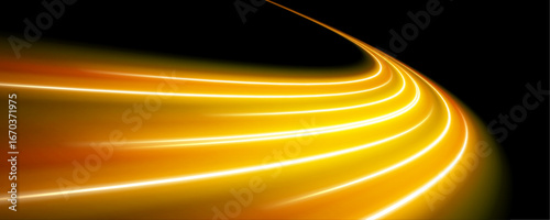 Bright yellow cables twist like DNA strands across a digital space. The glow creates a sense of connection and data flow. A visual metaphor for high-speed communication.