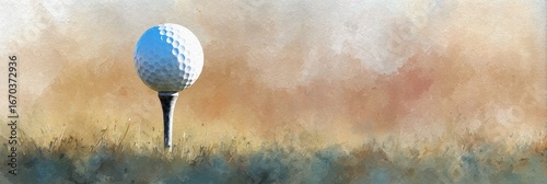 Painted Golf Ball Tee - Warm Hues Watercolor Golf Art