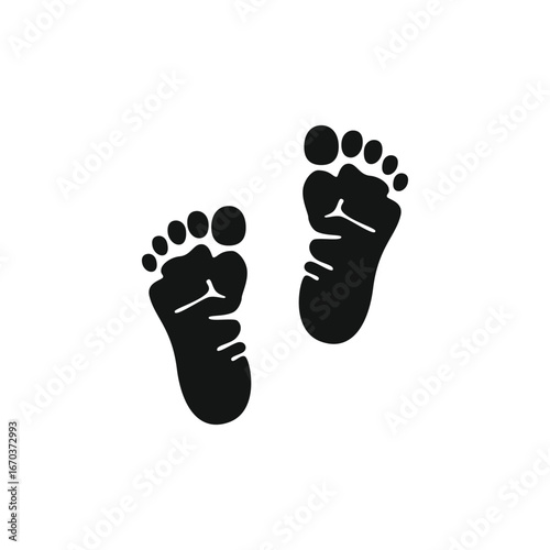 A pair of stylized human footprints, perfect for child growth and progress tracking. The illustration is isolated on a white background. It's ideal for themes related to family, baby care, development