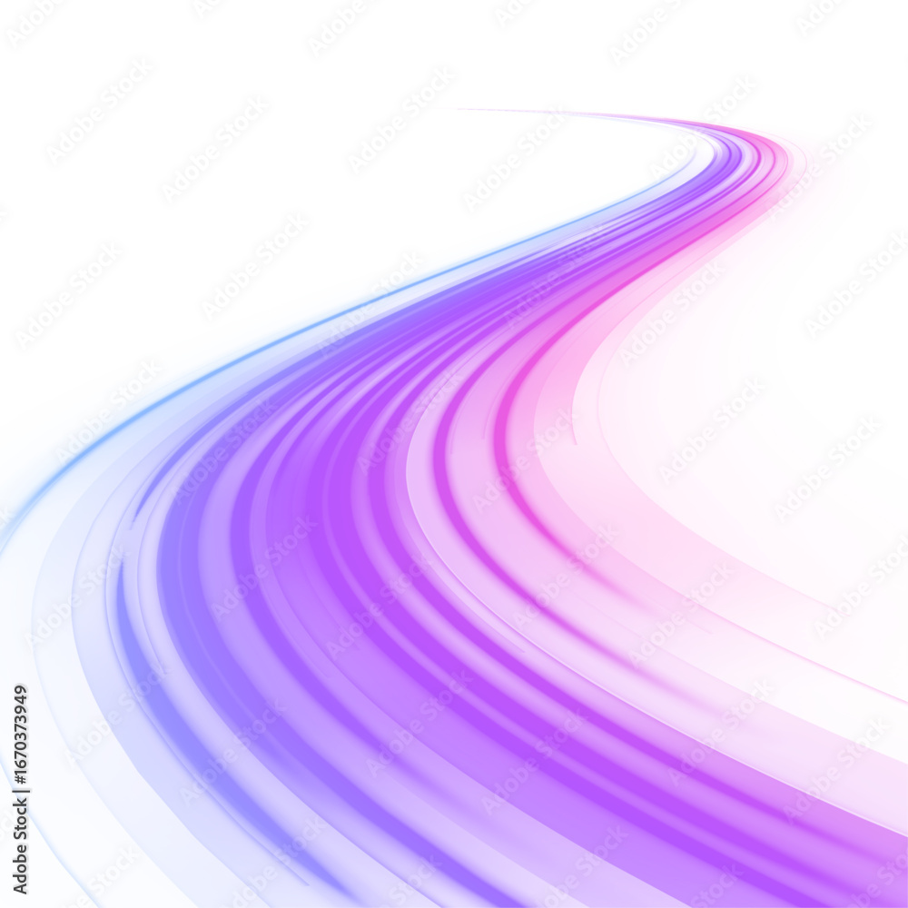 Fototapeta premium Twisting light trail wave resembles fire paths or optical fiber curves. The glowing line pulses with intensity and motion. Suitable for energy, speed, or sci-fi themes. PNG