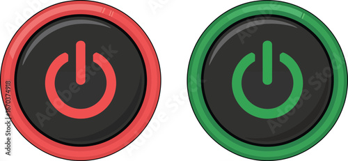 Red and Green Power On/Off Buttons