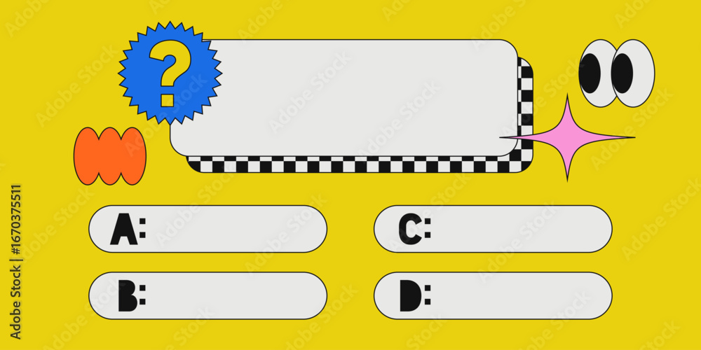 Fototapeta premium Template question and answers in pop art style vector template for quiz game. Social media concept. Vector illustration