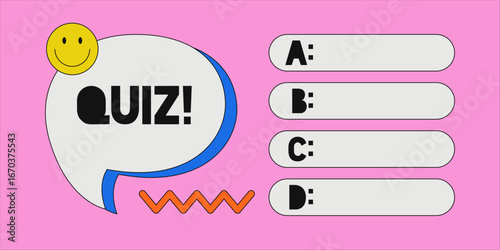 Template question and answers in pop art style vector template for quiz game. Social media concept. Vector illustration