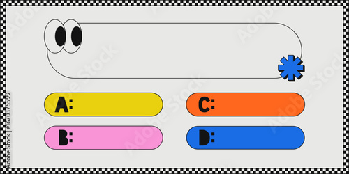 Template question and answers in pop art style vector template for quiz game. Social media concept. Vector illustration