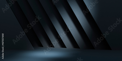 Obraz na płótnie Dark gray geometric background with light and shadow for product placement mockup