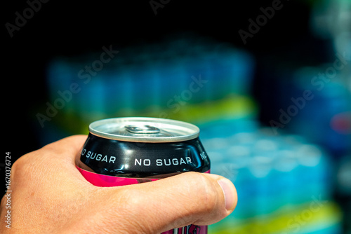 Photography Person Holding a Sugar Free Drink Can