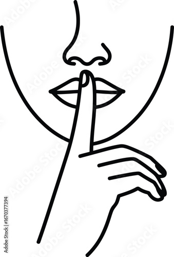 Shhh Gesture Line Art