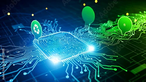 AI Driven Sustainable Technology and Eco-Friendly Solutions on Futuristic Circuit Board